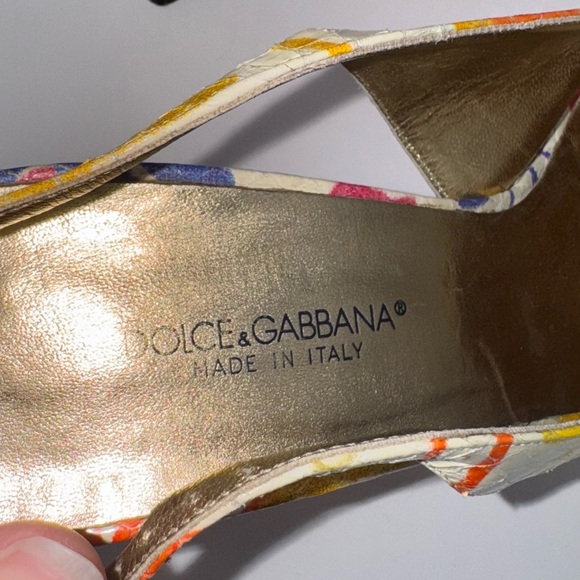 Dolce & Gabbana Snakeskin Multi Colored Slingback Heels - size 37 - Picture 7 of 11